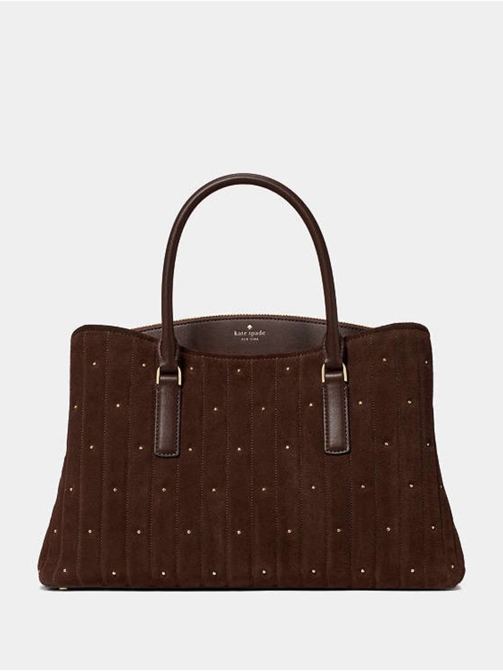 Kate Spade Thompson Street Quilted Suede Satchel Bag Hot Fudge